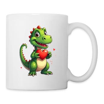 Dinosaurier mit Herz zum Valentinstag - Tasse - Weiß - Rechts