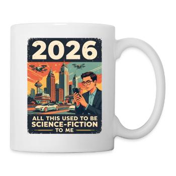 L’année 2026 — ça ressemble à de la science-fiction, n’est-ce pas ? - Mug blanc - blanc - Droite