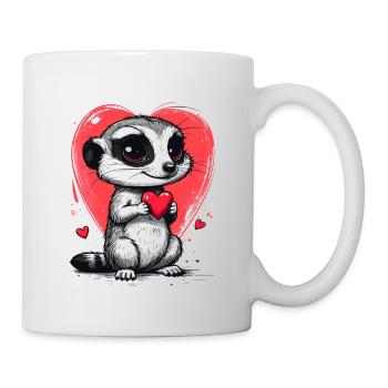 Erdmännchen mit Herz am Valentinstag - Tasse - Weiß - Rechts