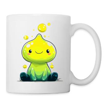 Kleiner Neon-Slime mit Lächeln - Tasse - Weiß - Rechts