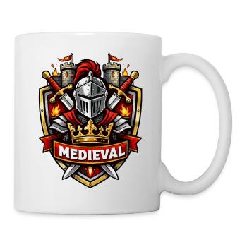 Blason médiéval du chevalier Couronne du château - Mug blanc - blanc - Droite
