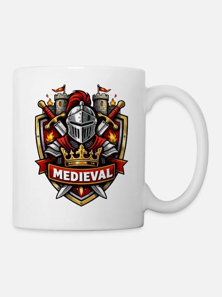 Mittelalter Ritterwappen Burgkrone - Tasse - Weiß