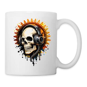 Illustration de crâne avec casque - Mug blanc - blanc - Droite