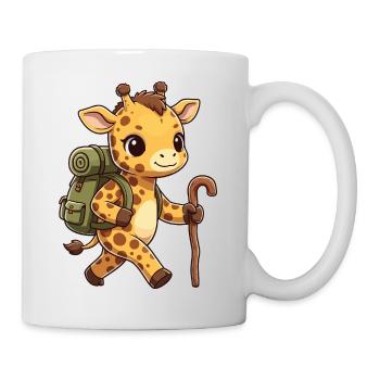 Niedliche Wander-Giraffen-Tier-Trekking-Kunst - Tasse - Weiß - Rechts