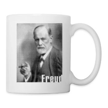 Sigmund Freud monochromes gepunktetes Porträt - Tasse - Weiß - Rechts