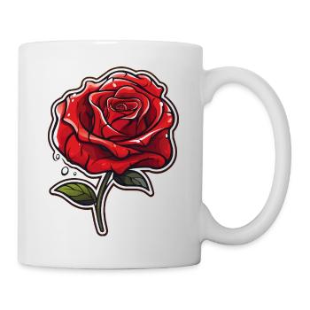 Rote Rose Tattoo-Stil Motiv - Tasse - Weiß - Rechts
