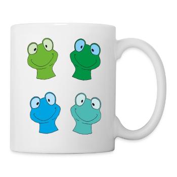Kunterbunte Froschgesichter - Tasse - Weiß - Rechts
