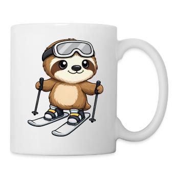 Cute Sloth Ski Skier Winter Winter Sports - Mug - white - Right