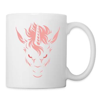 Düsteres Einhorn – Böser Einhornkopf Pink - Tasse - Weiß - Rechts