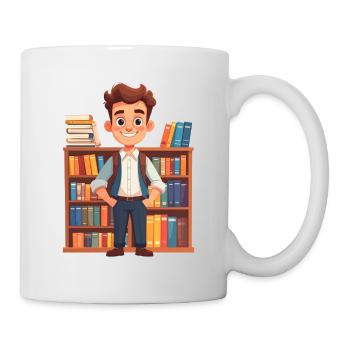 Librarian in front of a bookshelf - Mug - white - Right