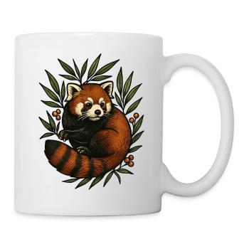 Roter Panda im Blattwerk Vintage - Tasse - Weiß - Rechts