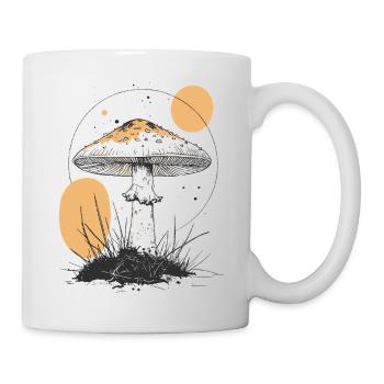 Mondschein Waldpilz Silhouette - Tasse - Weiß - Rechts