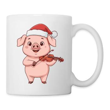 Animaux de ferme de cochons de Noël jouant du violon - Mug blanc - blanc - Droite