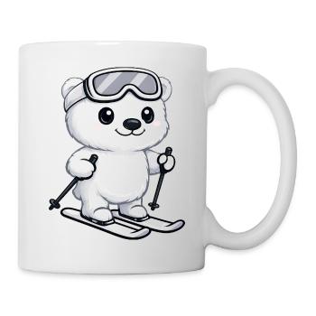 Cute Polar Bear Skier Cartoon Winter Vacation - Mug - white - Right