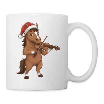 Christmas Horse Pony Playing Violin Art - Mug - white - Right