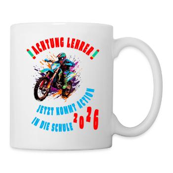 Motorrad Schulkind Einschulung 2026 - Tasse - Weiß - Rechts