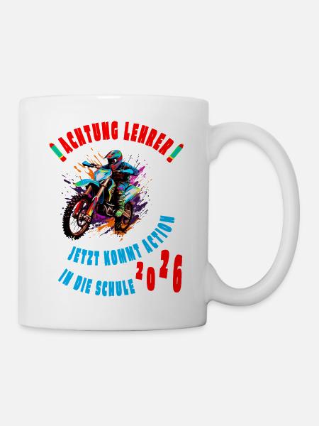 Motorrad Schulkind Einschulung 2026 - Tasse - Weiß