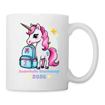 Einhorn Einschulung 2026 Zauberhafter Start - Tasse - Weiß - Rechts