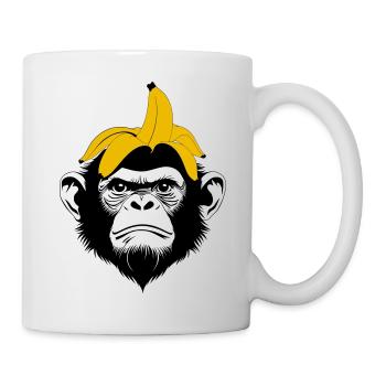 Affe mit Bananenhut – Top Banana Affen Motiv - Tasse - Weiß - Rechts