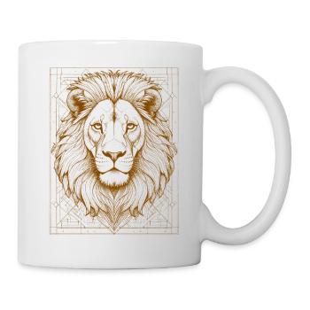 Tête de lion géométrique ornée - Mug blanc - blanc - Droite