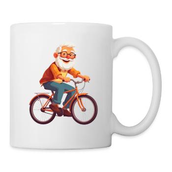 Grand-père fait du vélo - Mug blanc - blanc - Droite