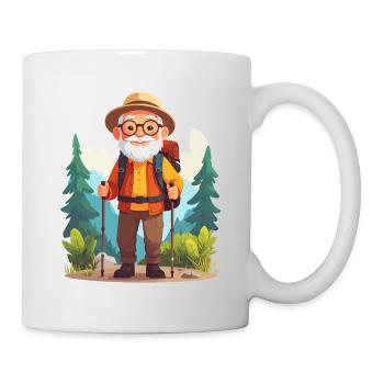 Happy grandpa on a hike - Mug - white - Right