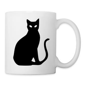 schwarze Katze Silhouette Geschenk Katzenliebhaber - Tasse - Weiß - Rechts