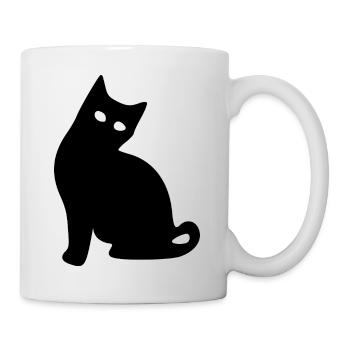 Katze Silhouette schwarz Geschenk Katzenliebhaber - Tasse - Weiß - Rechts
