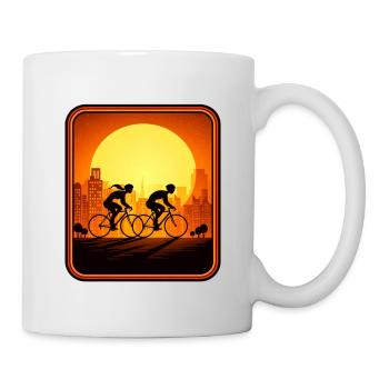 cyclists sunset - Tasse - Weiß - Rechts