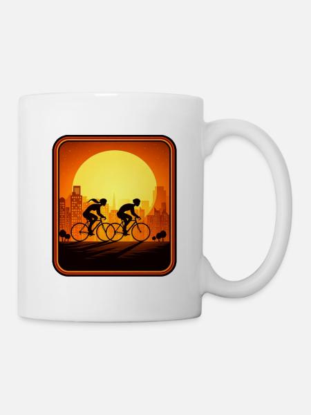 cyclists sunset - Mug - white