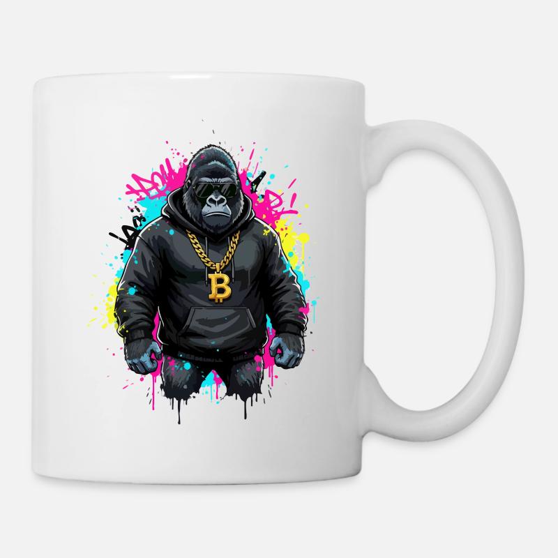 Gorille crypto streetwear Bitcoin - Mug blanc - blanc