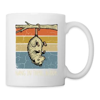 Opossum drôle, tiens bon, mon pote coucher de soleil rétro - Mug blanc - blanc - Droite