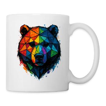 Bunte Pop-Art-Low-Poly-Bär - Tasse - Weiß - Rechts