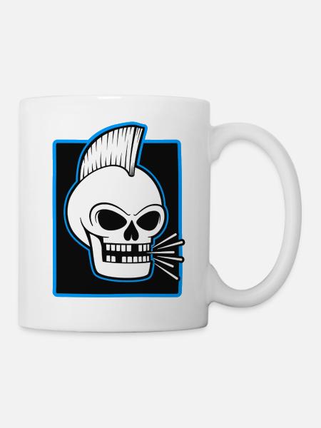 Skull Mohawk Punk-Grafik - Tasse - Weiß