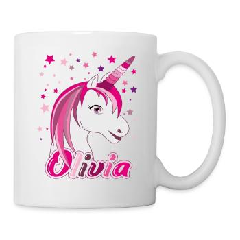 Olivia Einhorn, Mädchenname - Tasse - Weiß - Rechts