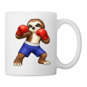 Boxeur paresseux sympa et boxeur d’arts martiaux - Mug blanc - blanc - Droite