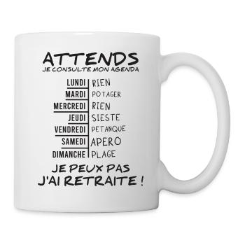 Agenda Retraite (texte noir) - Mug blanc - blanc - Droite