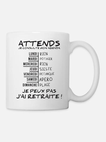 Agenda Retraite (texte noir) - Mug blanc - blanc