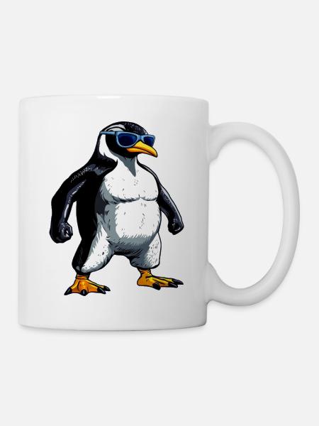 Pinguin Bodybuilder - Tasse - Weiß