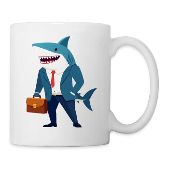 Motif du requin d’affaires en costume Gestionnaire de requin financier - Mug blanc - blanc - Droite