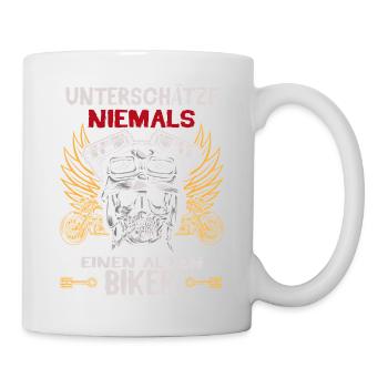 Unterschatze niemals einen alten Biker - Tasse - Weiß - Rechts