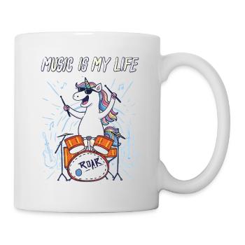 La musique, c’est ma vie – Licorne à la batterie - Mug blanc - blanc - Droite