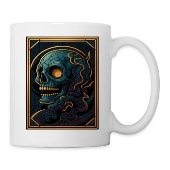 Framed skull with flowing shapes - Mug - white - Right