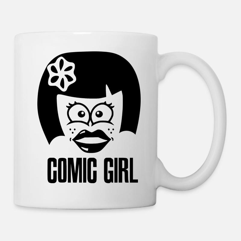 Comic Girl - Black - Mug - white