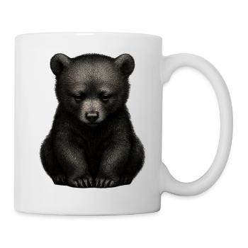 Dunkler Bärenjunge im Sitzen - Tasse - Weiß - Rechts
