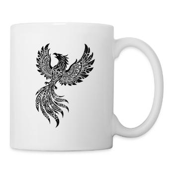 Schwarzer Phönix Ornament-Design - Tasse - Weiß - Rechts