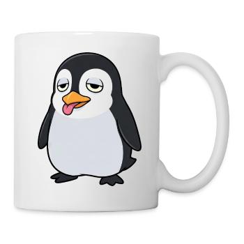Tired Penguin Cartoon Floppy Tongue Out - Mug - white - Right