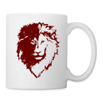 Roter Löwenkopf Silhouette - Tasse - Weiß - Rechts