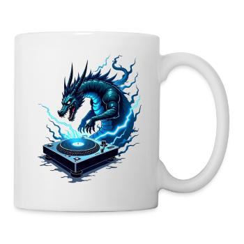 Blaues Drachen-DJ Kraft - Tasse - Weiß - Rechts