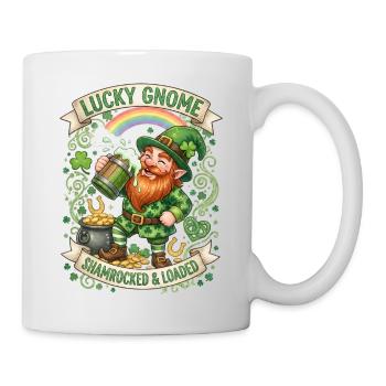 Lucky Gnome Shamrocked And Loaded Funny Quote - Mug - white - Right